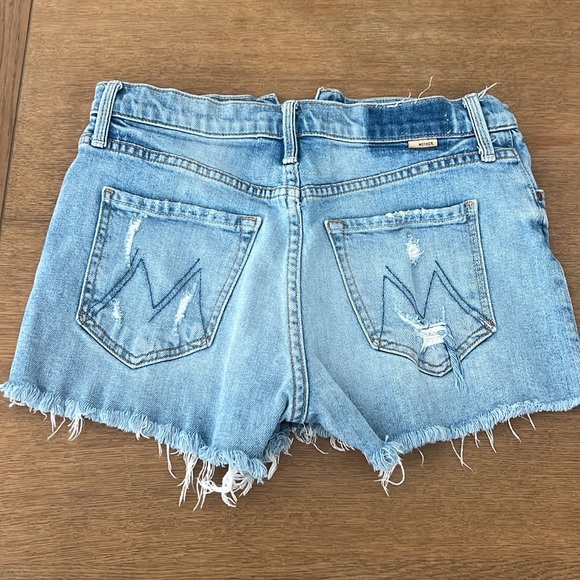 MOTHER Light Blue Distressed Jean Shorts - Picture 2 of 7